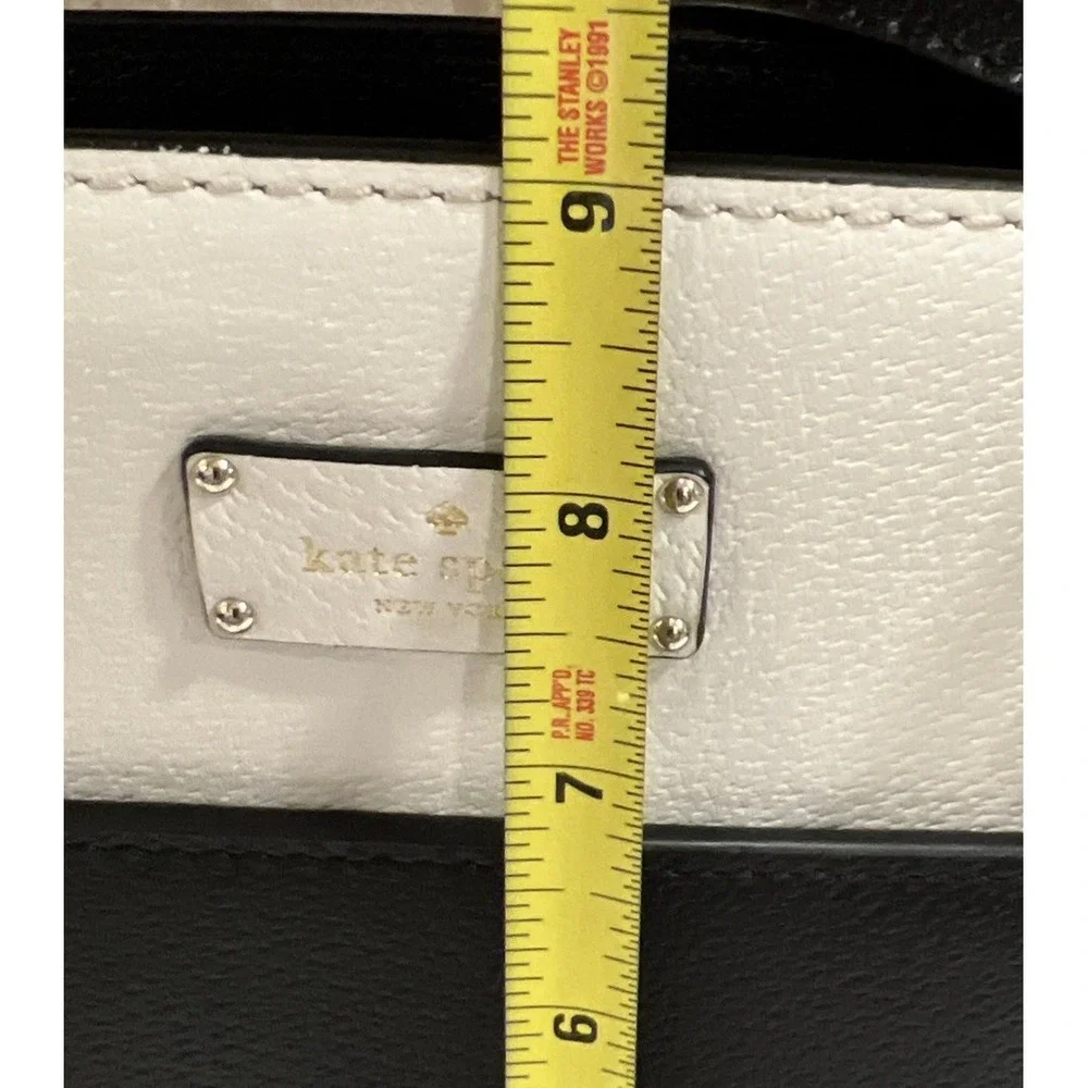 Kate Spade Caley Grove Street Pebble Leather Black White Satchel Crossbody Bag
